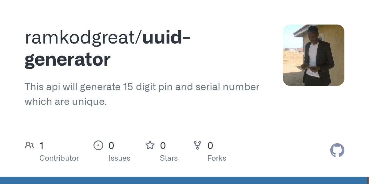 GitHub ramkodgreat/uuidgenerator This api will generate 15 digit