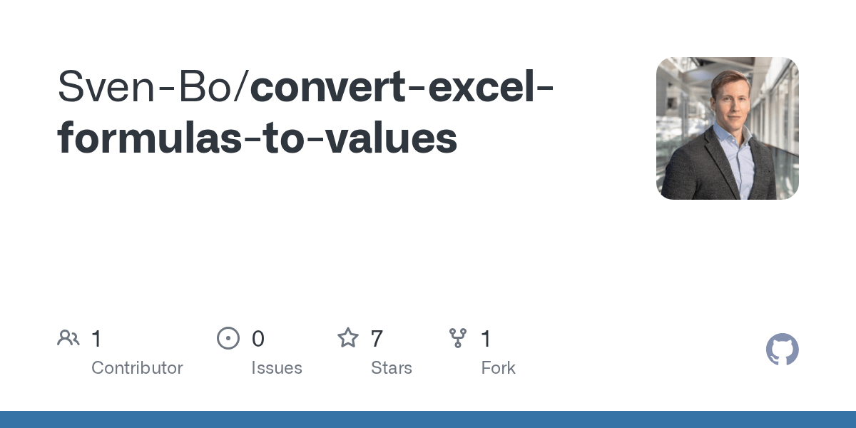 GitHub SvenBo/convertexcelformulastovalues