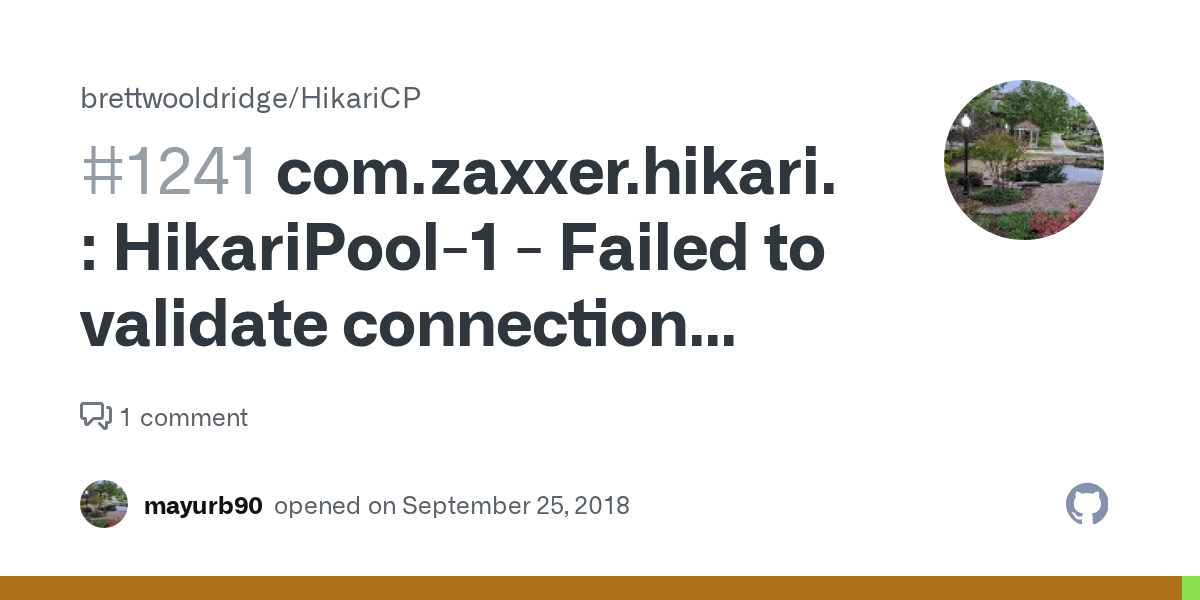 com.zaxxer.hikari.pool.PoolBase HikariPool1 Failed to validate