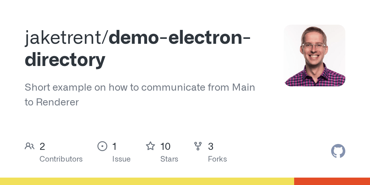 GitHub jaketrent/demoelectrondirectory Short example on how to