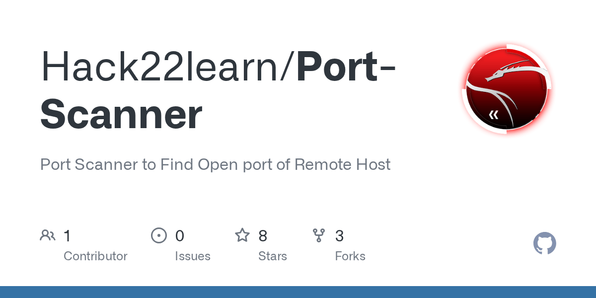 GitHub Hack22learn/PortScanner Port Scanner to Find Open port of