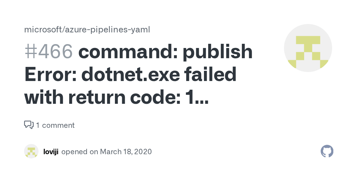 command publish Error failed with return code 1