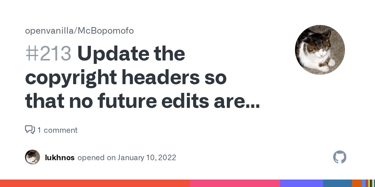 Update the copyright headers so that no future edits are needed · Issue