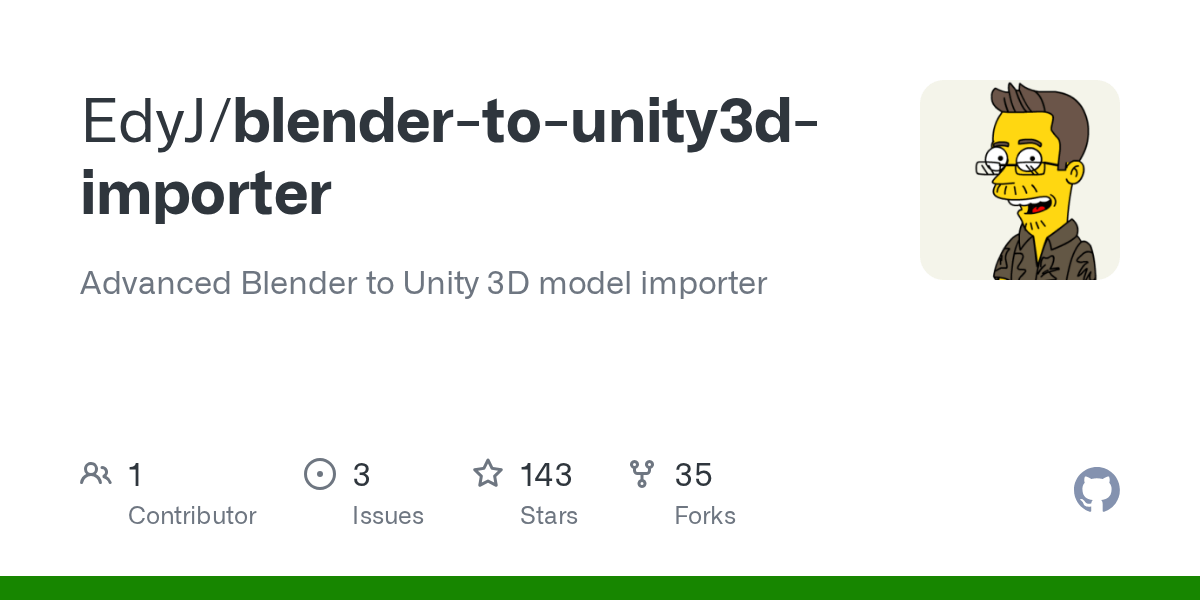 GitHub EdyJ/blendertounity3dimporter Advanced Blender to Unity 3D