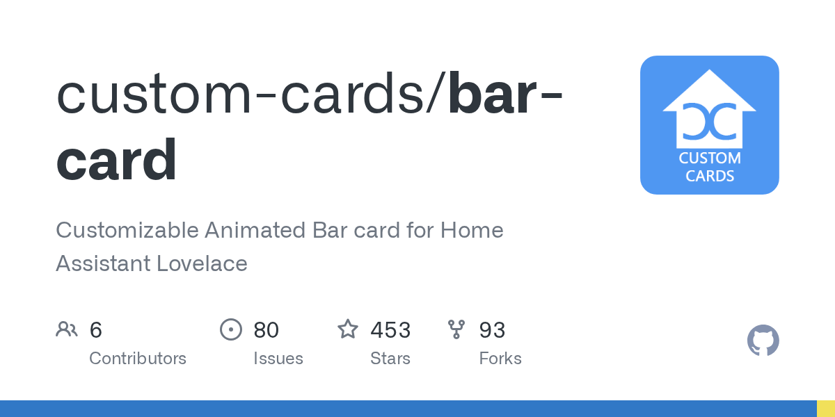 GitHub customcards/barcard Customizable Animated Bar card for Home