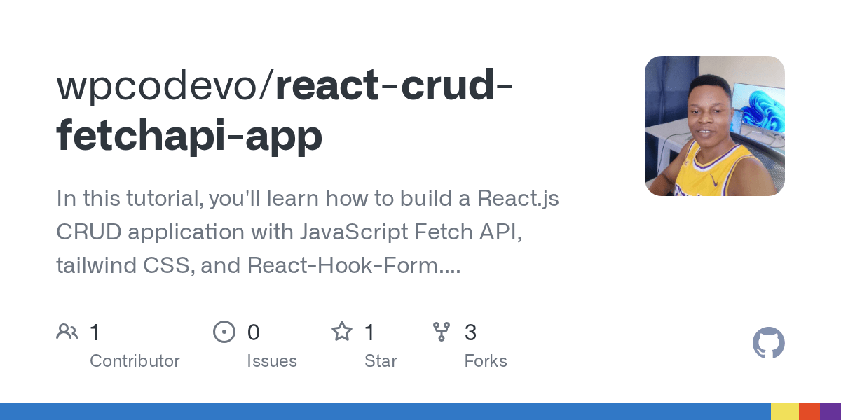 GitHub wpcodevo/reactcrudfetchapiapp In this tutorial, you'll