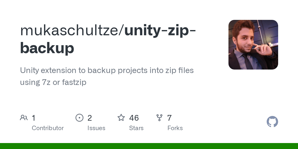 GitHub mukaschultze/unityzipbackup Unity extension to backup