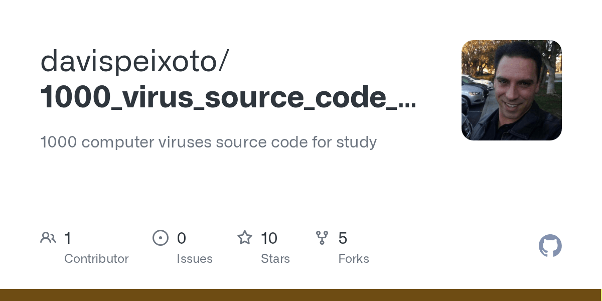 GitHub davispeixoto/1000_virus_source_code_for_study 1000 computer