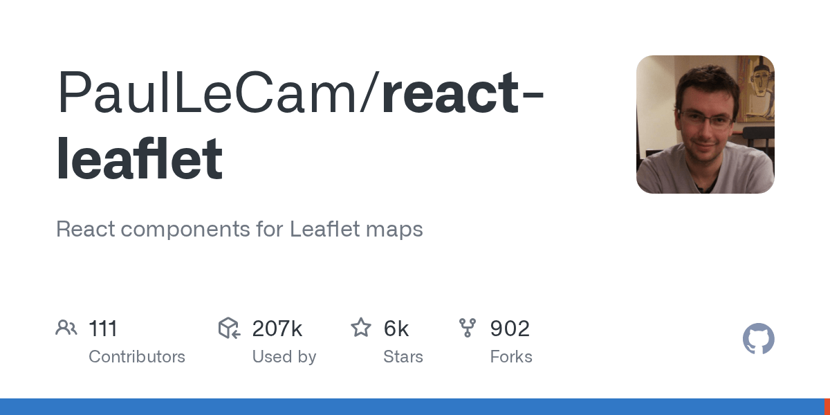 React Leaflet Example Github reactleaflet/package.json at master · PaulLeCam/reactleaflet · GitHub