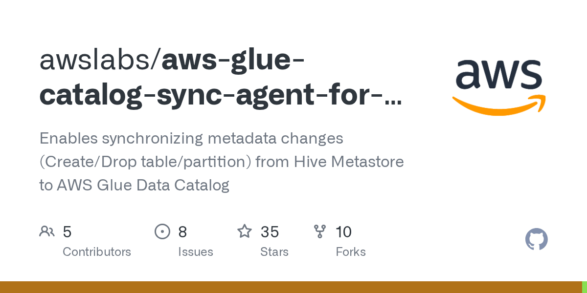 GitHub awslabs/awsgluecatalogsyncagentforhive Enables
