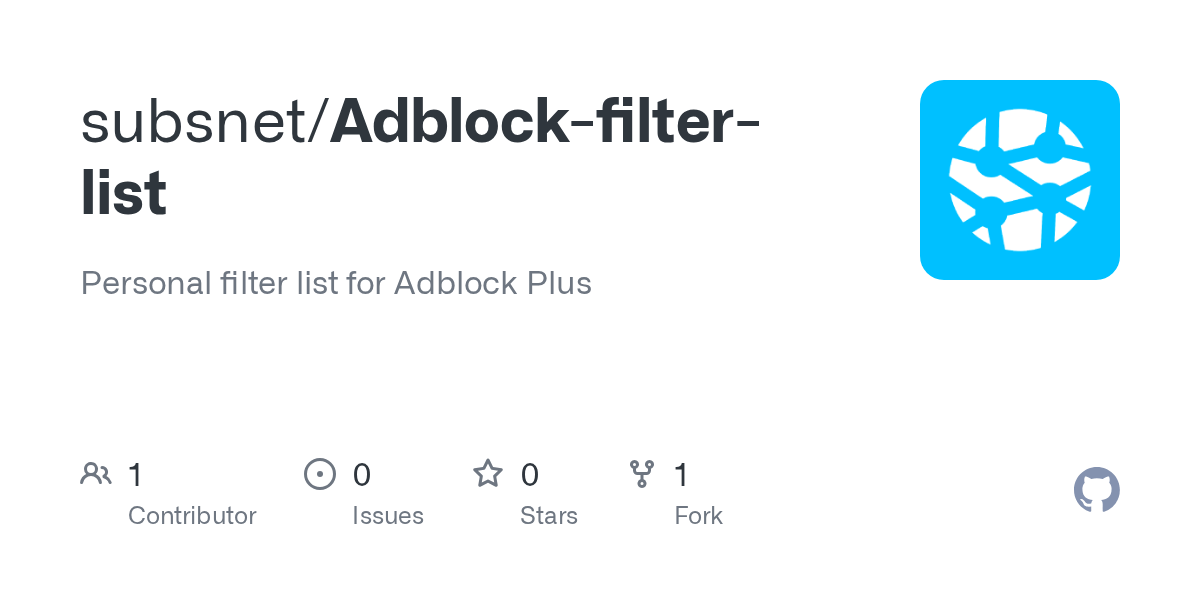 GitHub Personal filter list for Adblock Plus