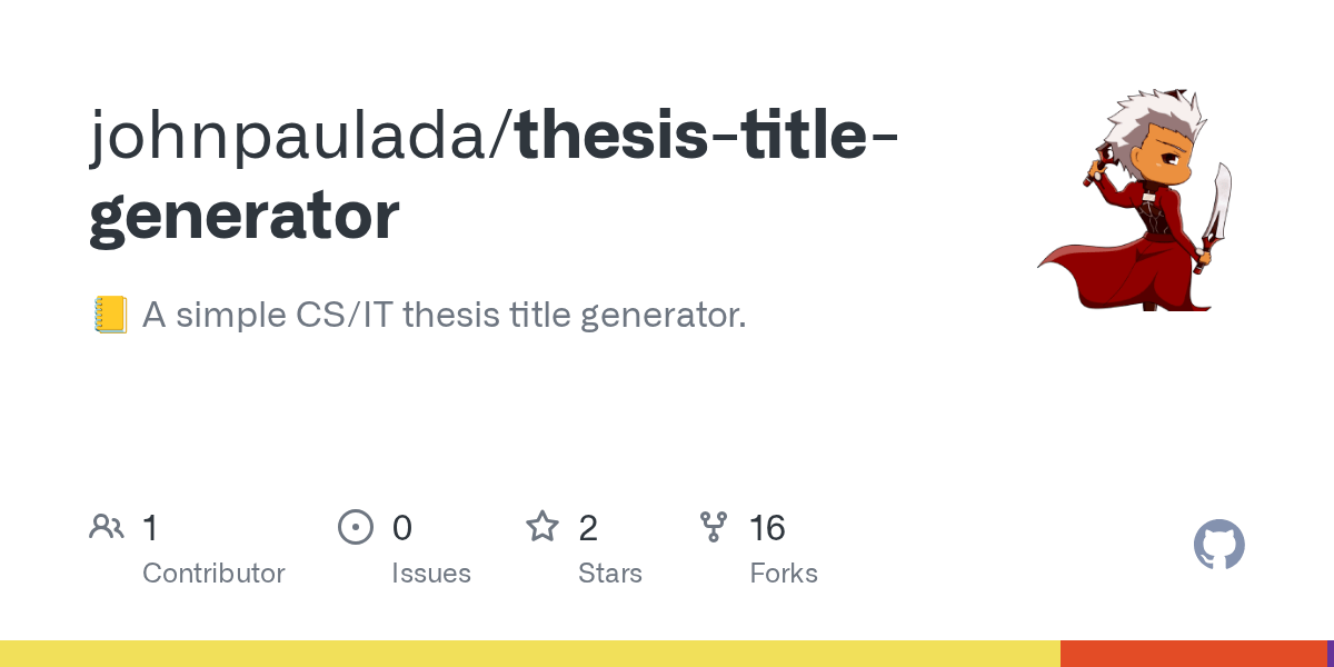 GitHub johnpaulada/thesistitlegenerator 📒 A simple CS/IT thesis