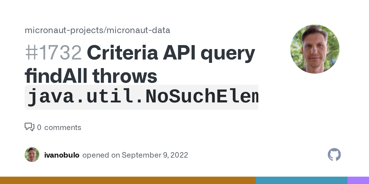 Criteria API query findAll throws `java.util.NoSuchElementException