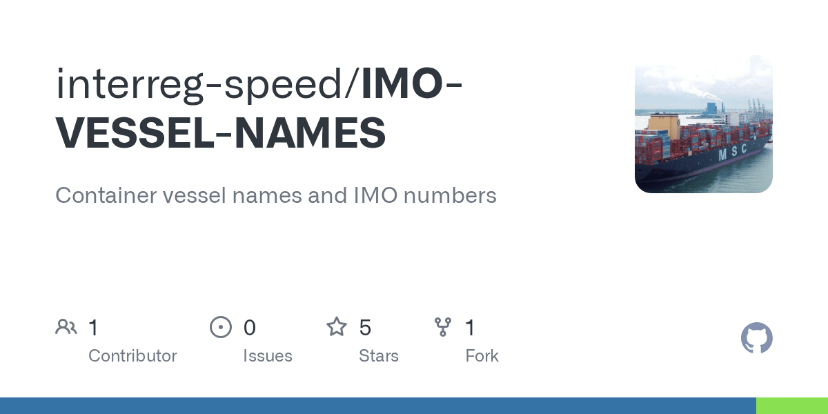 GitHub interregspeed/IMOVESSELNAMES Container vessel names and
