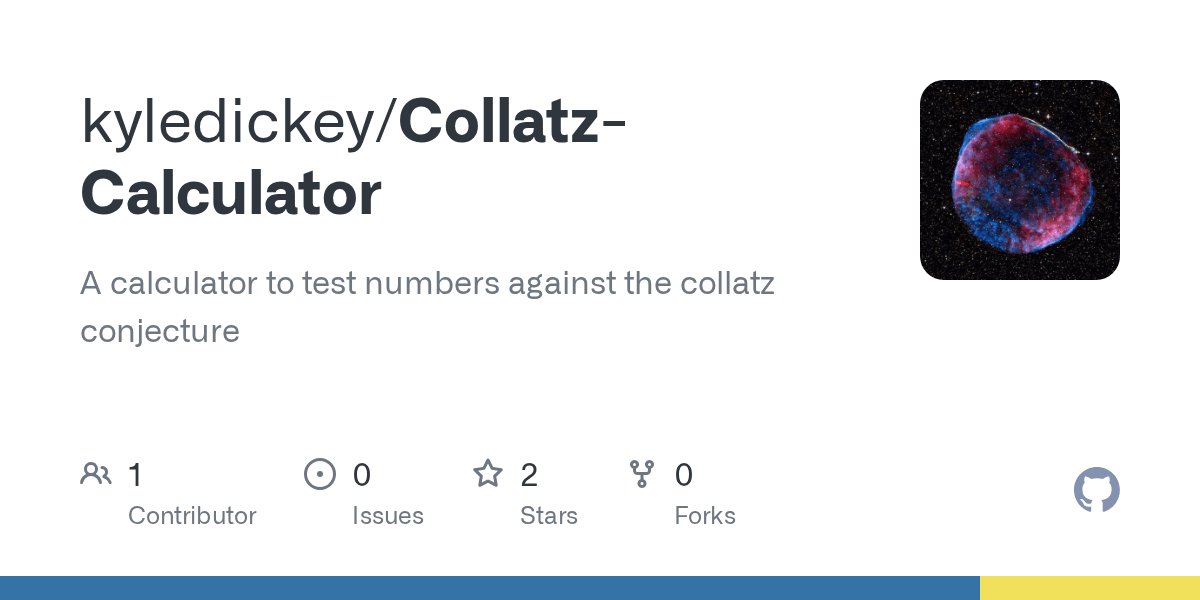 GitHub dickeyy/CollatzCalculator A calculator to test numbers