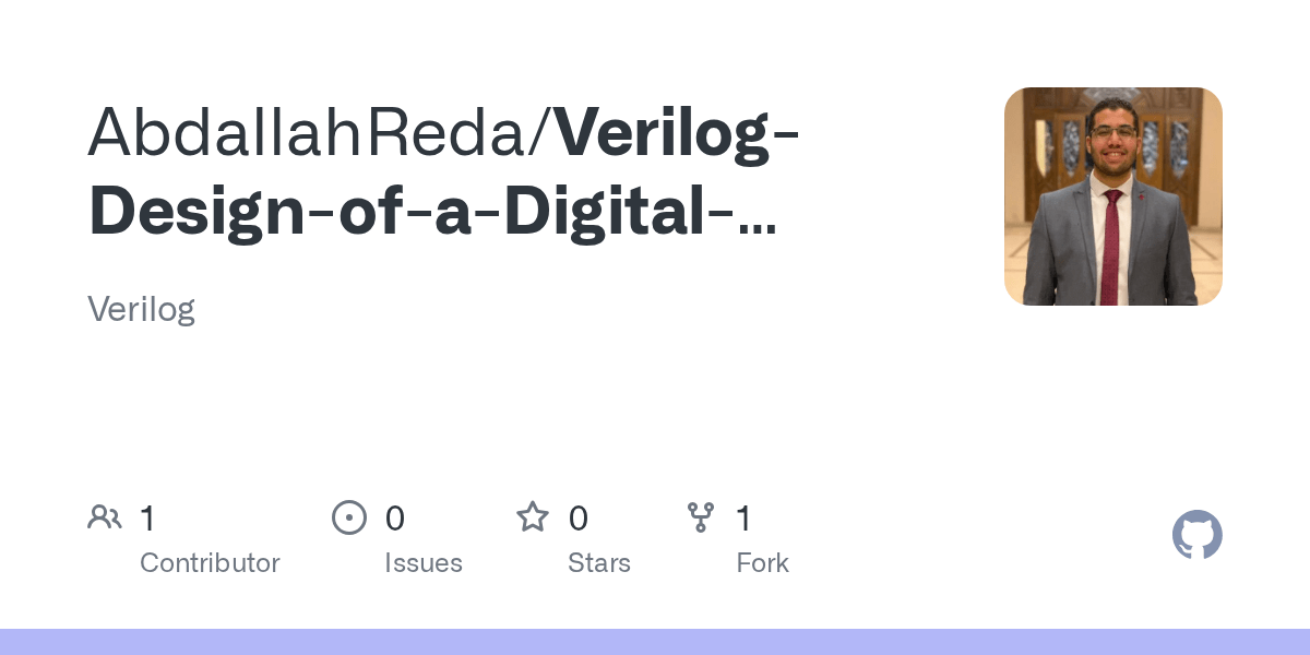 GitHub AbdallahReda/VerilogDesignofaDigitalClock Verilog