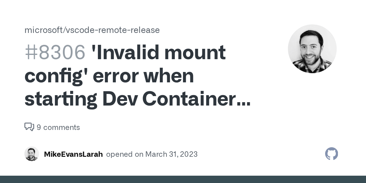 'Invalid mount config' error when starting Dev Container using Rancher