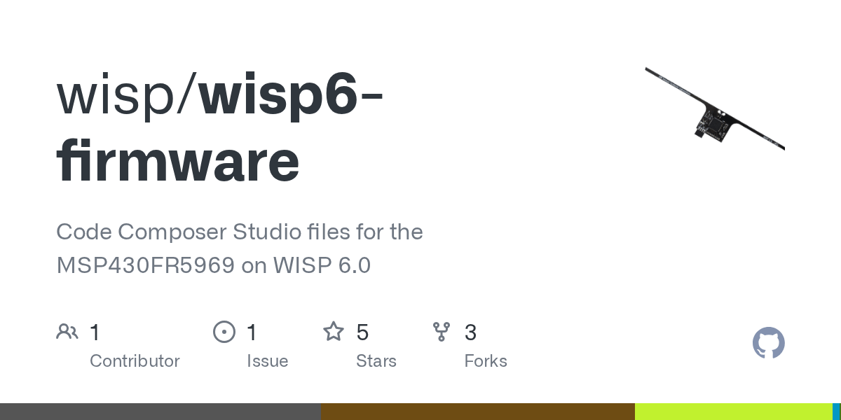 GitHub wisp/wisp6firmware Code Composer Studio files for the