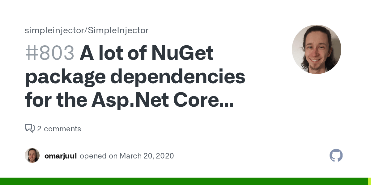 A lot of NuGet package dependencies for the Core MVC