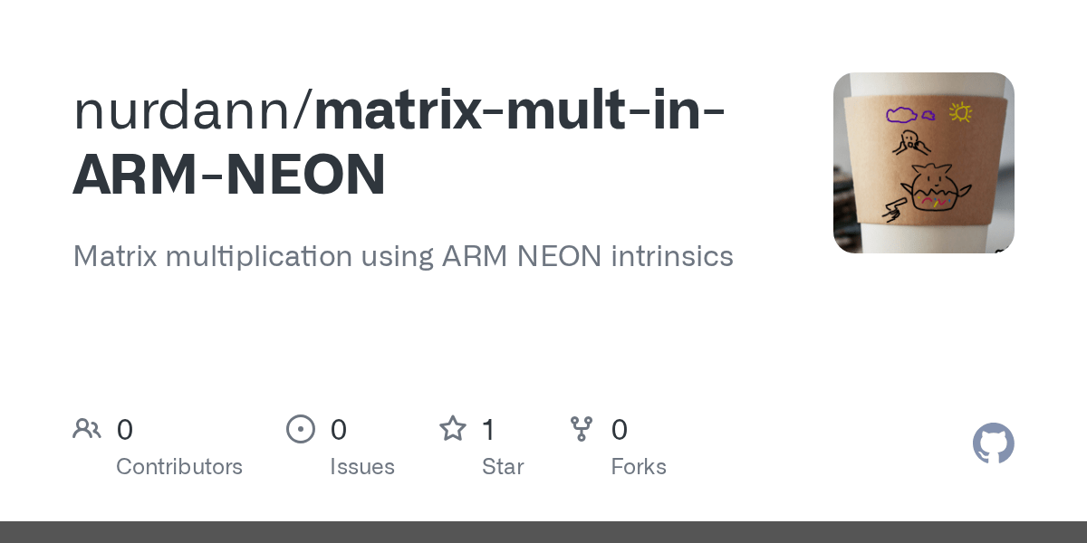 GitHub nurdann/matrixmultinARMNEON Matrix multiplication using