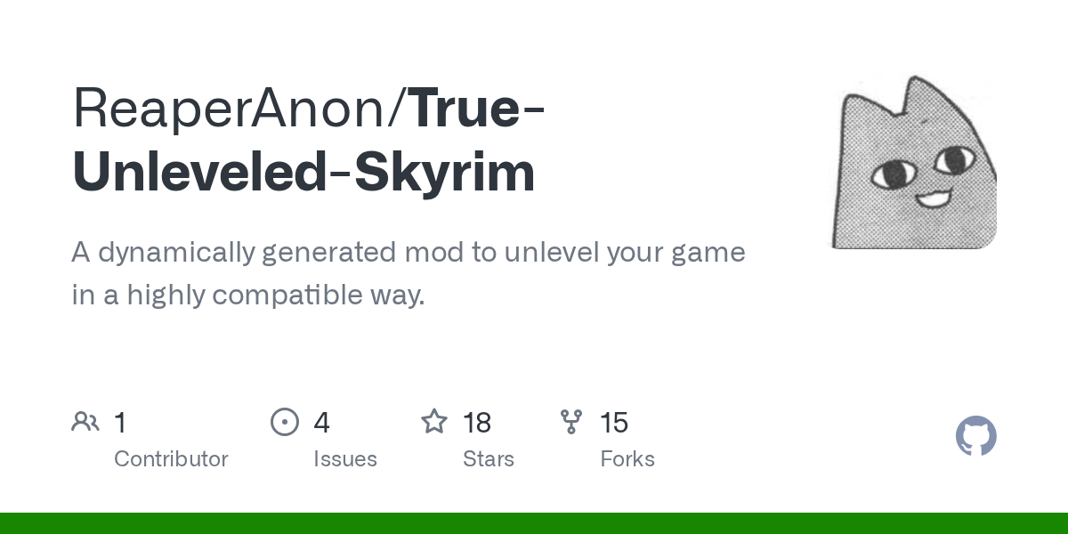 GitHub ReaperAnon/TrueUnleveledSkyrim A dynamically generated mod