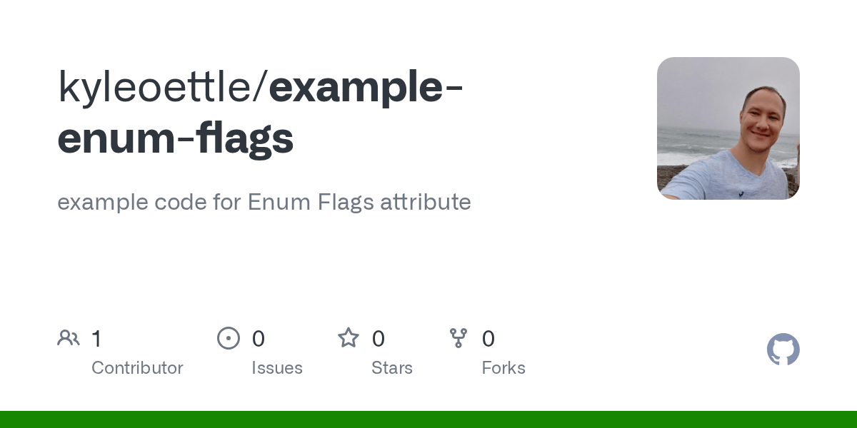 GitHub kyleoettle/exampleenumflags example code for Enum Flags