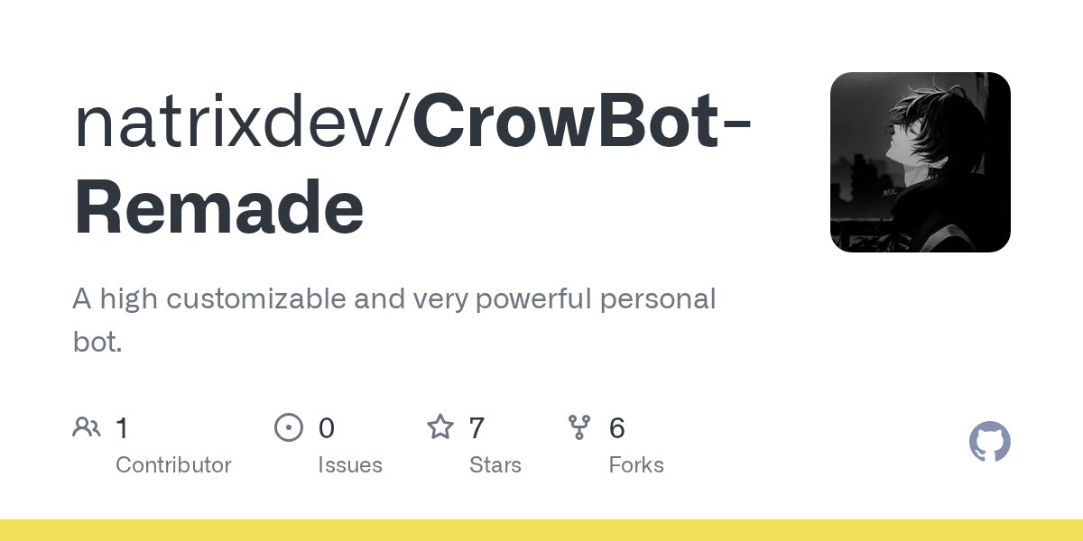 GitHub - natrixdev/CrowBot-Remade: A high customizable and very