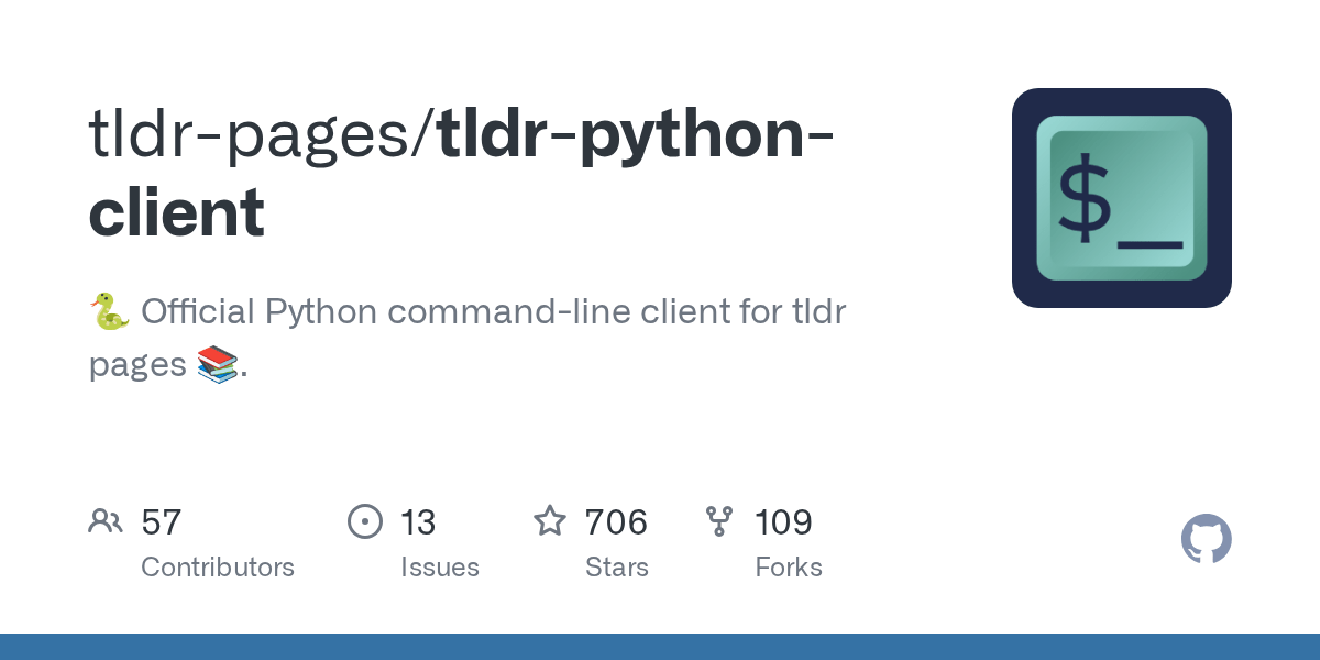 GitHub tldrpages/tldrpythonclient Python commandline client for