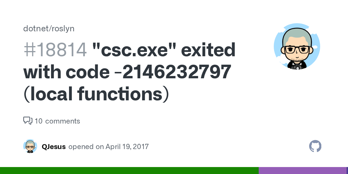 "csc.exe" exited with code 2146232797 (local functions) · Issue 18814