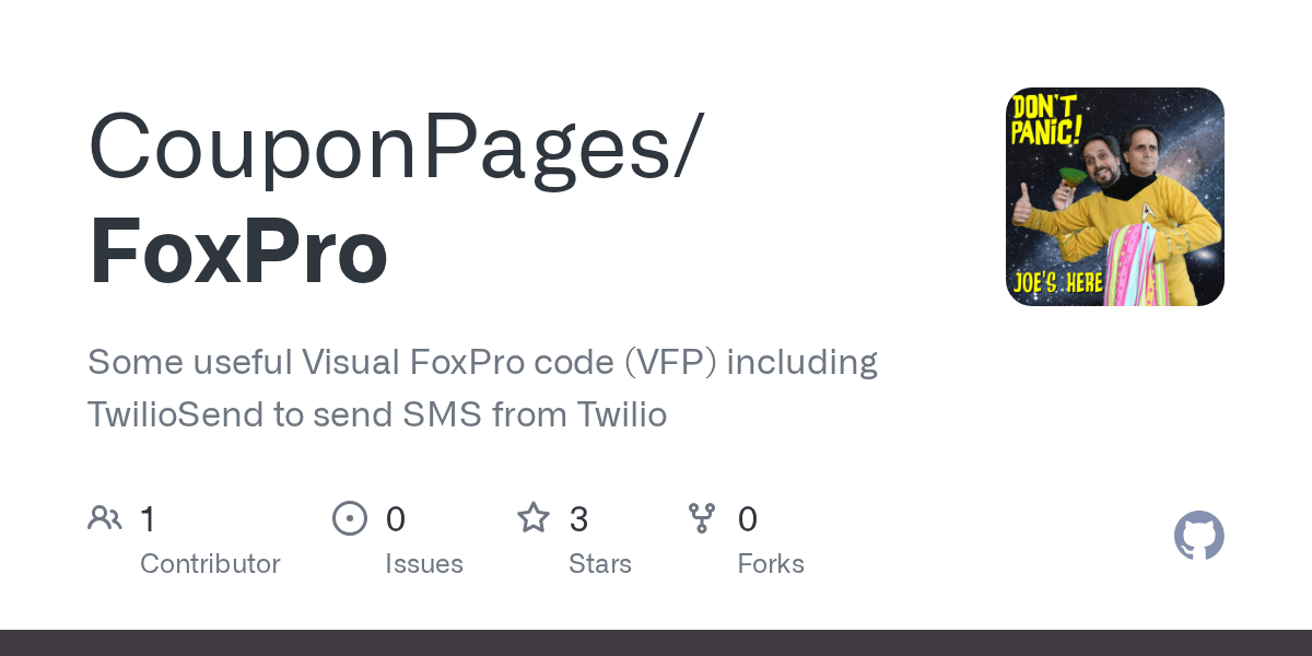 GitHub CouponPages/FoxPro Some useful Visual FoxPro code (VFP) including TwilioSend to send