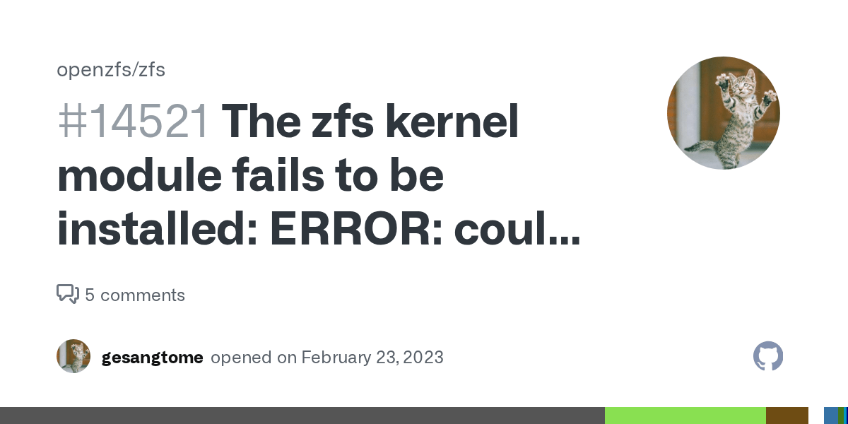 The zfs kernel module fails to be installed ERROR could not insert