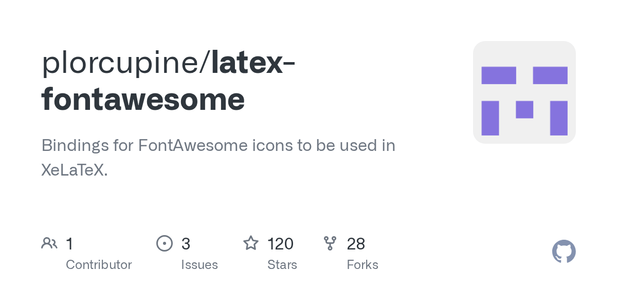 GitHub plorcupine/latexfontawesome Bindings for FontAwesome icons