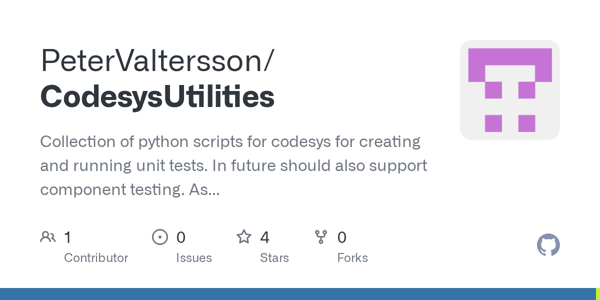 GitHub PeterValtersson/CodesysUtilities Collection of python scripts
