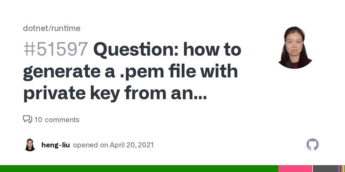 Question how to generate a .pem file with private key from an