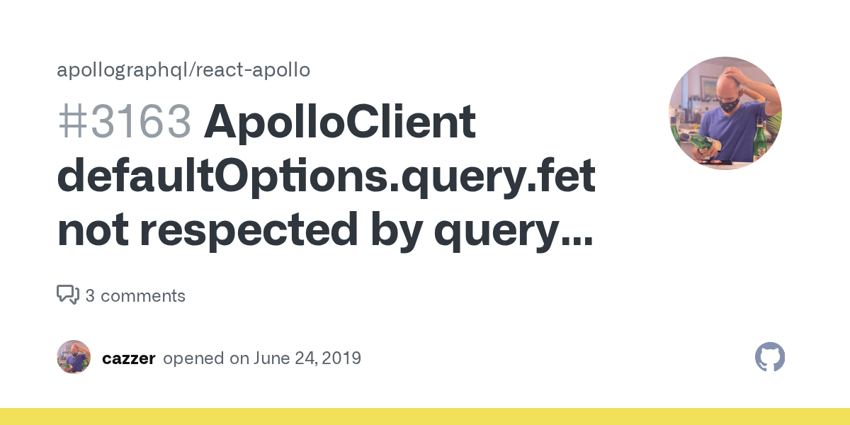ApolloClient defaultOptions.query.fetchPolicy not respected by query hooks and components
