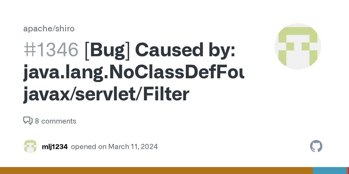 [Bug] Caused by java.lang.NoClassDefFoundError javax/servlet/Filter