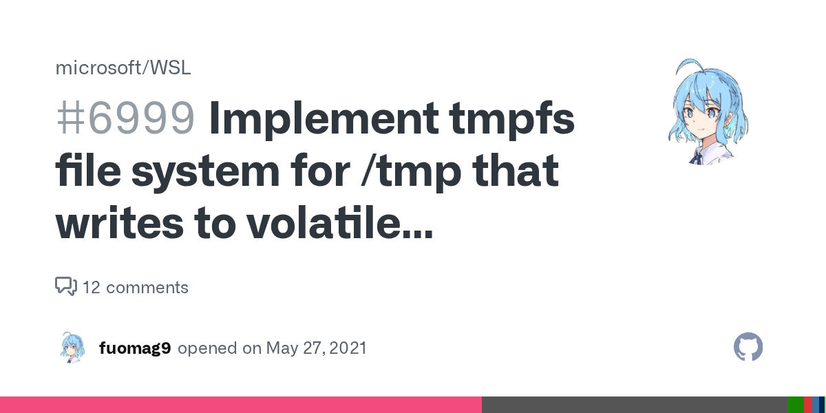 Implement tmpfs file system for /tmp that writes to volatile memory