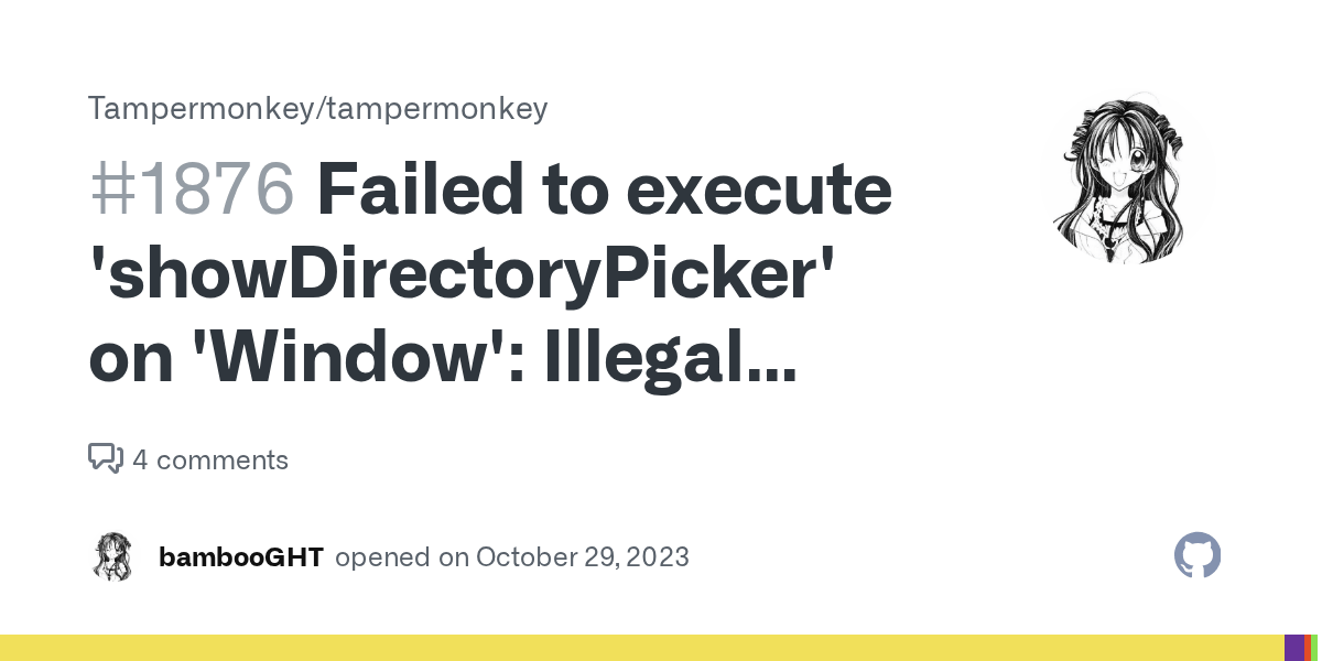 Failed to execute 'showDirectoryPicker' on 'Window' Illegal invocation