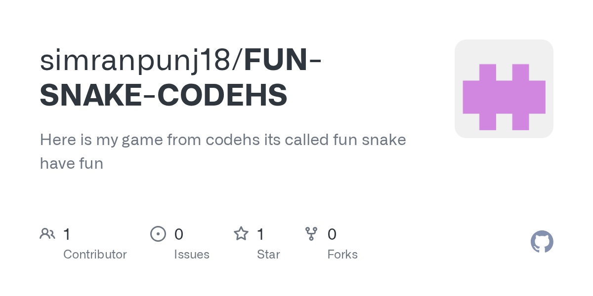 FUNSNAKECODEHS/fun snake at main · simranpunj18/FUNSNAKECODEHS · GitHub