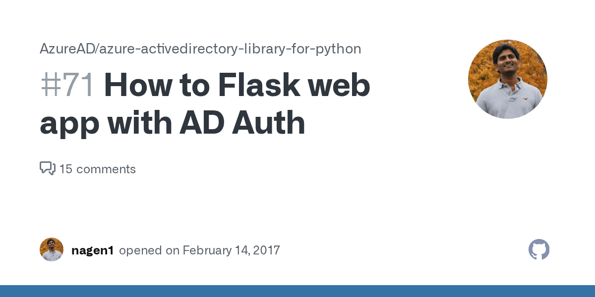How to Flask web app with AD Auth · Issue 71 · AzureAD/azure