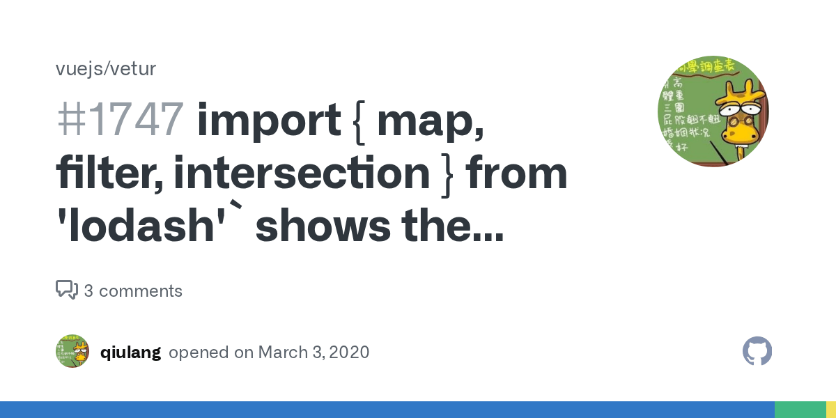 import { map, filter, intersection } from 'lodash'` shows the warning