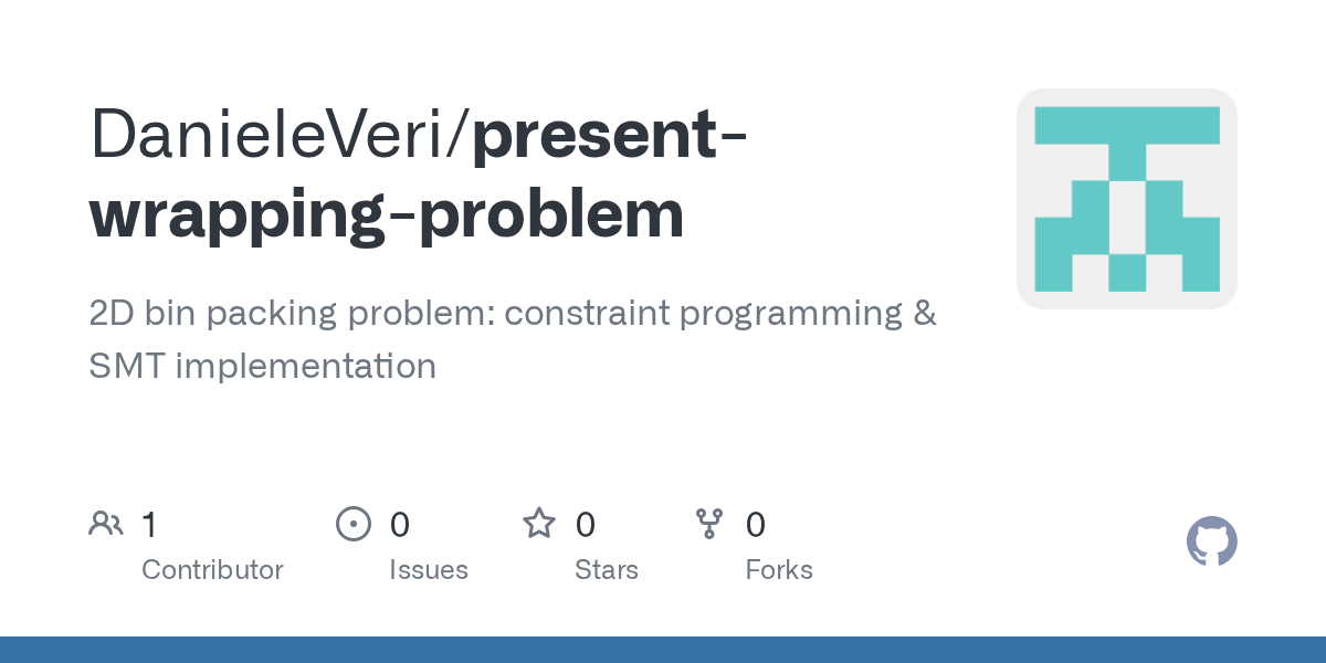 GitHub DanieleVeri/presentwrappingproblem 2D bin packing problem