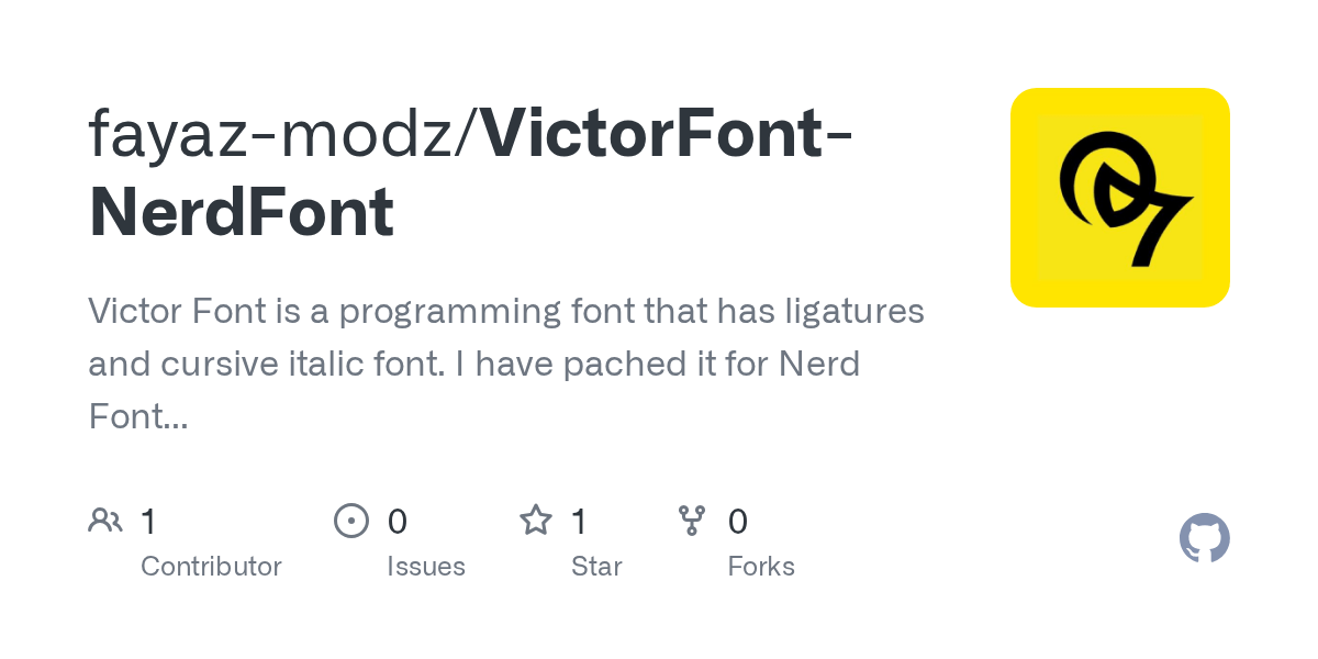 GitHub fayazmodz/VictorFontNerdFont Victor Font is a programming