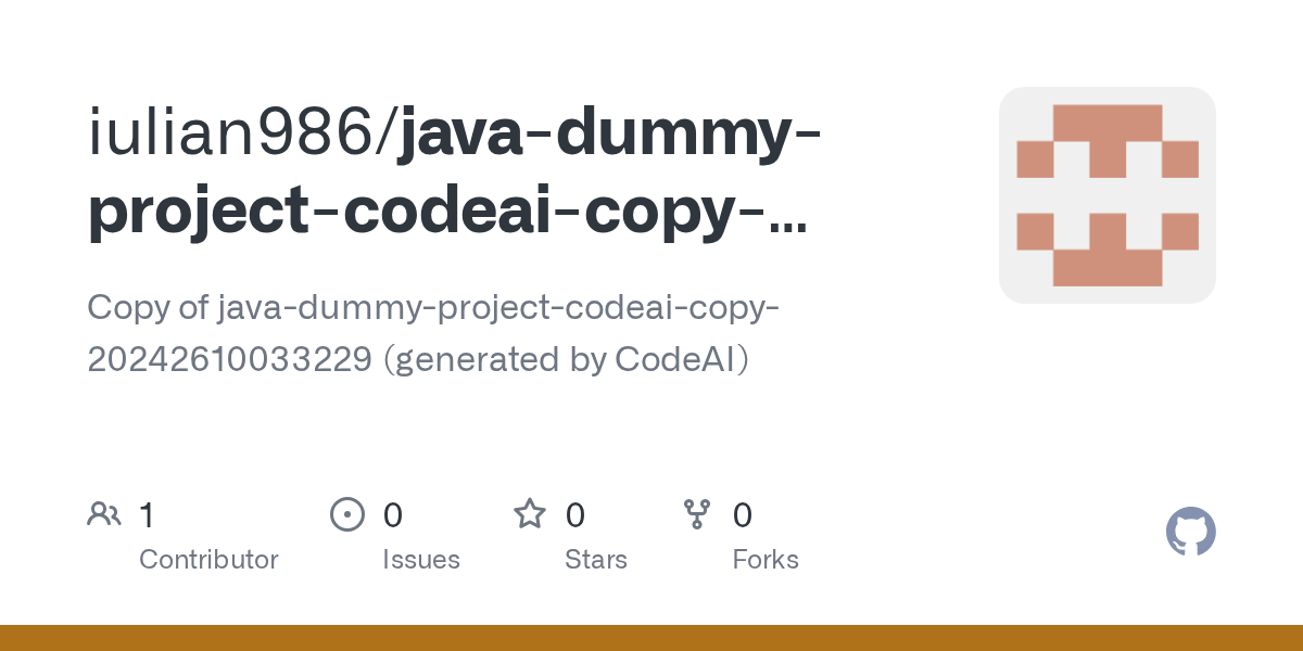 GitHub iulian986/javadummyprojectcodeaicopy20242610033229 Copy