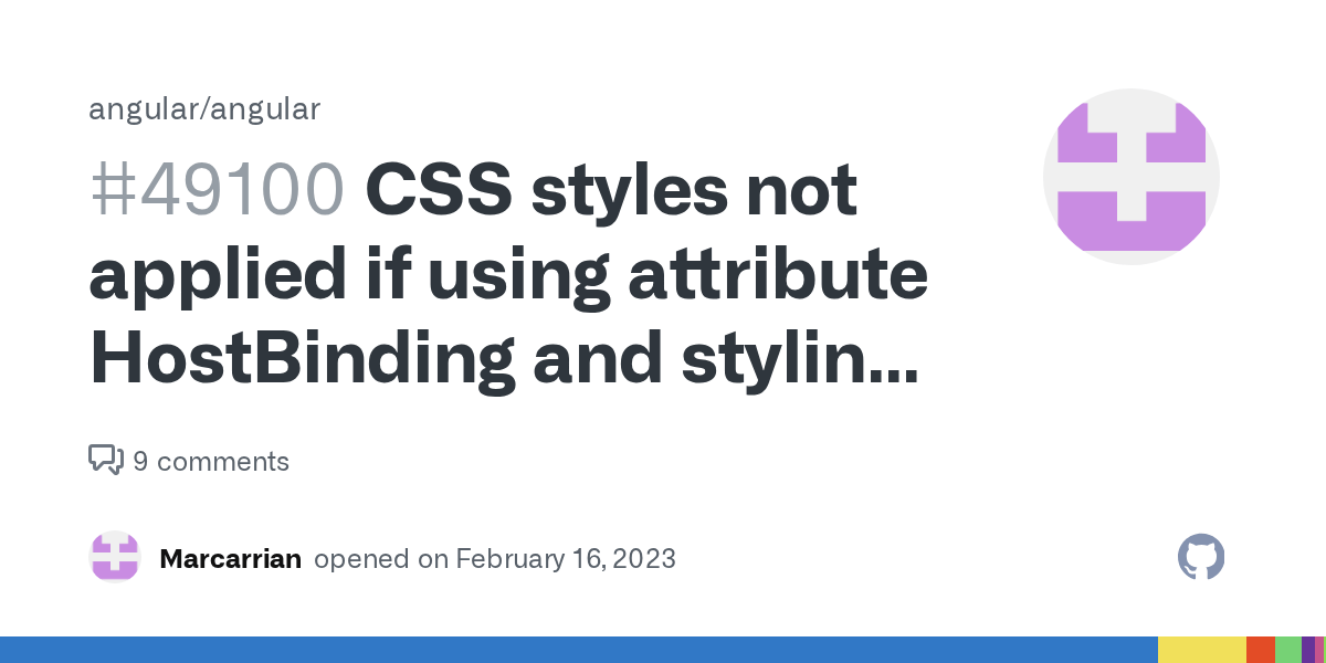 CSS styles not applied if using attribute HostBinding and styling a DIV