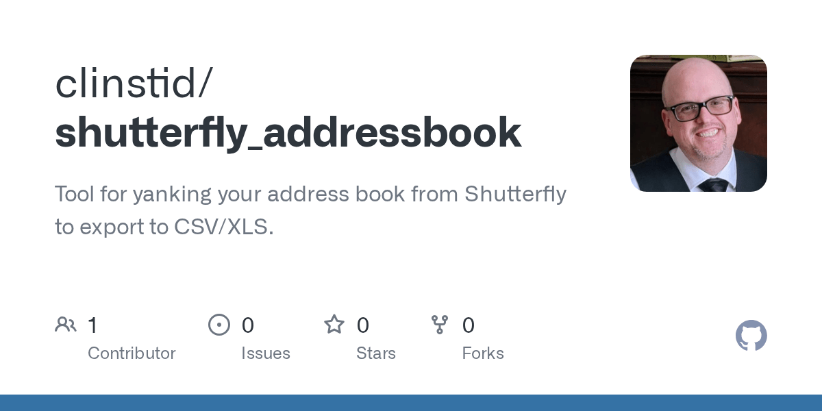 GitHub clinstid/shutterfly_addressbook Tool for yanking your address