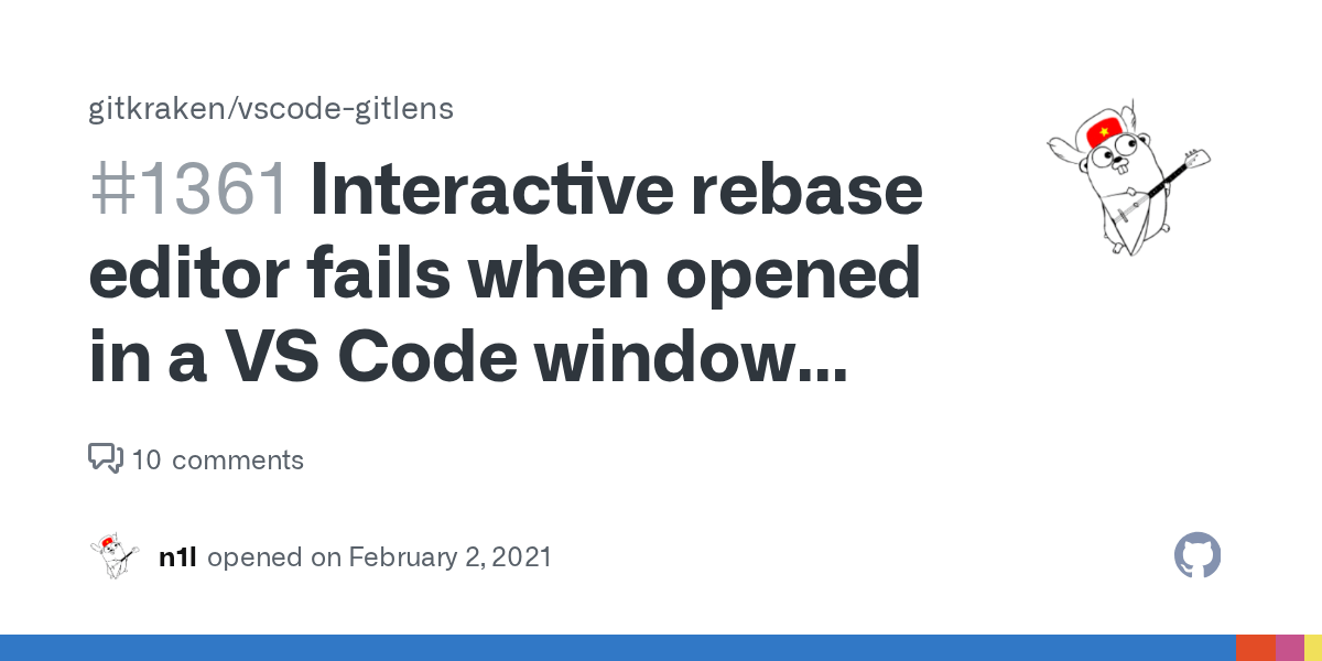 Interactive rebase editor fails when opened in a VS Code window that