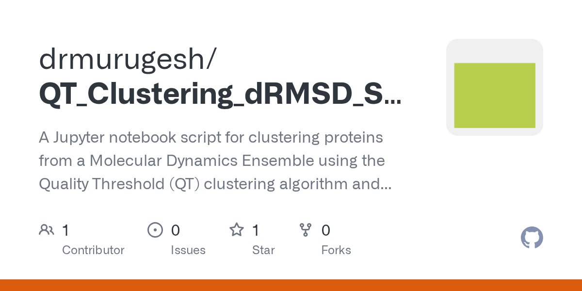 GitHub drmurugesh/QT_Clustering_dRMSD_Script A Jupyter notebook