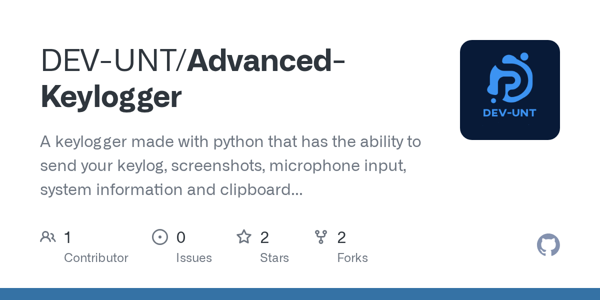 GitHub DEVUNT/AdvancedKeylogger A keylogger made with python that