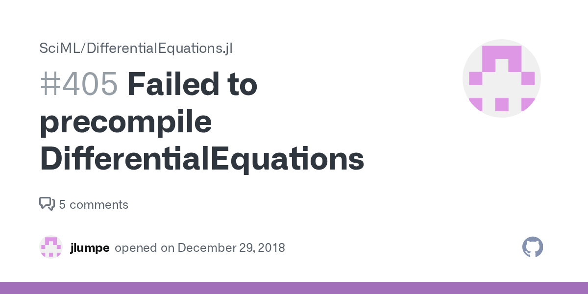 Failed to DifferentialEquations · Issue 405 · SciML